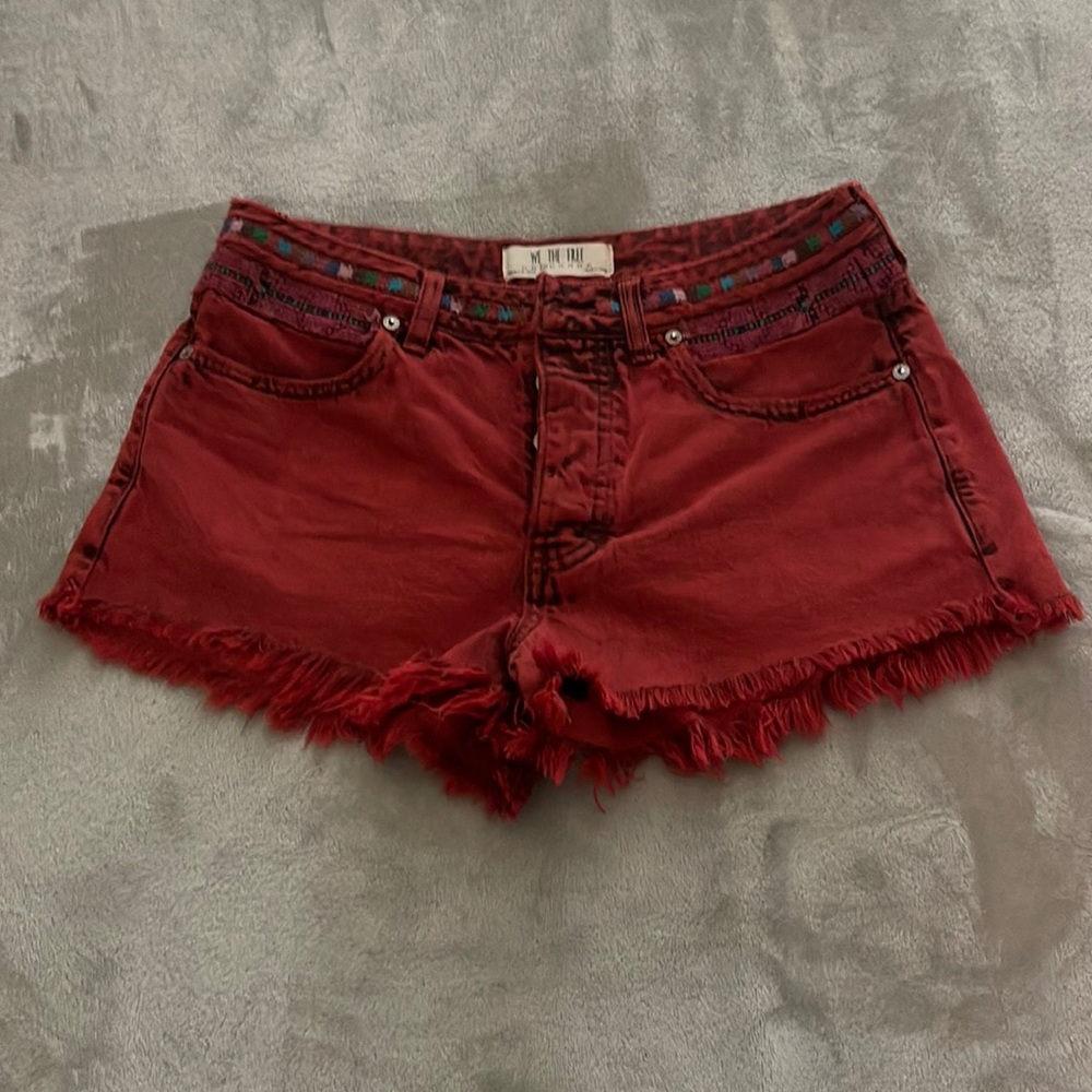 Red jean short